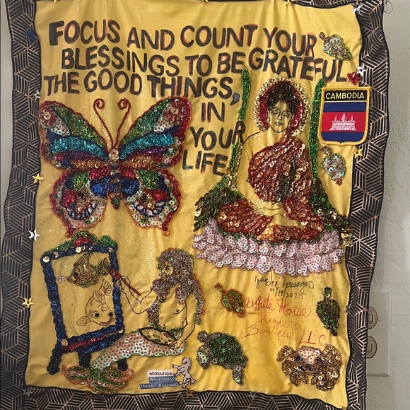 WHTBOUTIQUE Other - (0352) Handcrafted Buddha Colorful Sequin Wall Hanging Decor “ 20 X 22